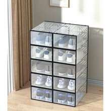 1pc Stackable Side‑Open Shoe Storage Box, Ventilated Back Panel Shoe Organizer, Moisture‑Proof Mold & Odor Resistant Sneaker Storage Container, Easy To Assemble Space‑Saving Clear Shoe Case For Closet Bedroom Entryway Footwear Organization - Multicolor - View 2