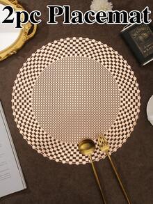 12pcs, Gold Round Hollow PVC Placemats, Washable Table Decor Mats, Non-Slip Odorless Tableware Pads, Durable High-Quality Coasters, Suitable For Restaurants, Cafes, Homestays, Compatible With Holidays, Parties, Gatherings, Birthdays, Weddings, Dinner Parties. - Multicolor - View 11