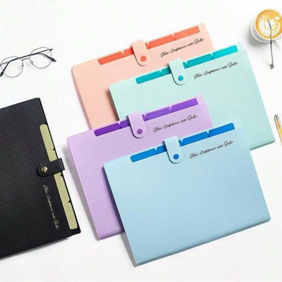 1PC Purple Expanding File Folder, Multi-Pocket Accordion Style File Organizer, Multi-Function Folder For Office Document Classification And Storage, Portable Office File Manager For Daily Document Organization And Storage - Multiple Styles - View 1
