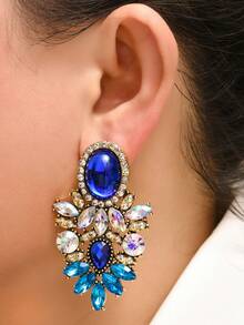 1 Pair Vintage Palace Style Rhinestone Stud Earrings For Women, Fashionable Elegant Luxury High-End Ear Jewelry - Earrings - View 4