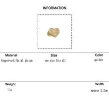 1 pieza Anillo abierto de cobre con circonita cúbica en forma de corazón grande, estilo hip-hop dulce y fresco, anillo de banda ancha ajustable para mujeres, adecuado para chicas dulces y frescas personalizadas, mejores amigas, Día de San Valentín, cumpleaños, aniversario, Navidad, cita, fiesta - Diseño de corazón - Ver 6