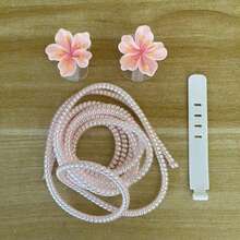 1 Set, Cute 3D Pink Cherry Blossom Pattern Data Cable Protector, Anti-Breakage, Type-C/Phone Data Cable Protector, Charging Cable Not Included - Solid Pink With Large Stamen - View 6