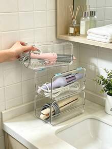 1-Món kệ đựng dụng cụ tạo kiểu tóc trong suốt có thể xếp chồng, kệ lưu trữ phòng tắm, giá đỡ thanh tạo kiểu, trang trí phòng, lưu trữ phòng tắm, phụ kiện trang trí phòng tắm, phụ kiện phòng tắm, giá đỡ máy uốn tóc, kệ lưu trữ, phù hợp cho bàn trang điểm. - Nhiều màu - Xem 6