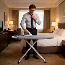 1pc Blue Leaf Pattern Ironing Board Cover | Polyester Material, Heat Resistant, Elastic Edge, Easy To Install, Machine Washable, Fits Most Ironing Board Sizes, Cover Only - Grey - View 4