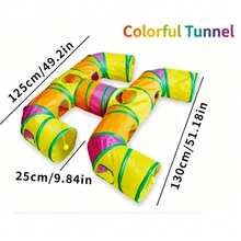 Foldable Cat Tunnel With Interactive Toy Ball - Tear-Resistant, Washable Orange-Yellow Gradient Color, Suitable For Indoor Kittens And Small Pets - Durable Polyester Tube - Multicolor - View 3