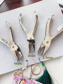 1 Hole Puncher, 6mm/3mm Diameter, Metal Single Hand Hole Punching Tool, Portable Book Hole Puncher, Suitable For School, Office, Educational Institutions And Home Card Storage, Applicable To Paper And Cards, Manual Round Hole Punching Mold - Multicolor - View 7