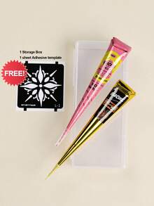 STARTTOOS 2pcs/Set (1 Black + 1 Rose Pink) Conical Painted Tattoo Cream With Storage Box, Long-Lasting Color Tattoo Ink For Wrist And Body Painting - Multicolor - View 3