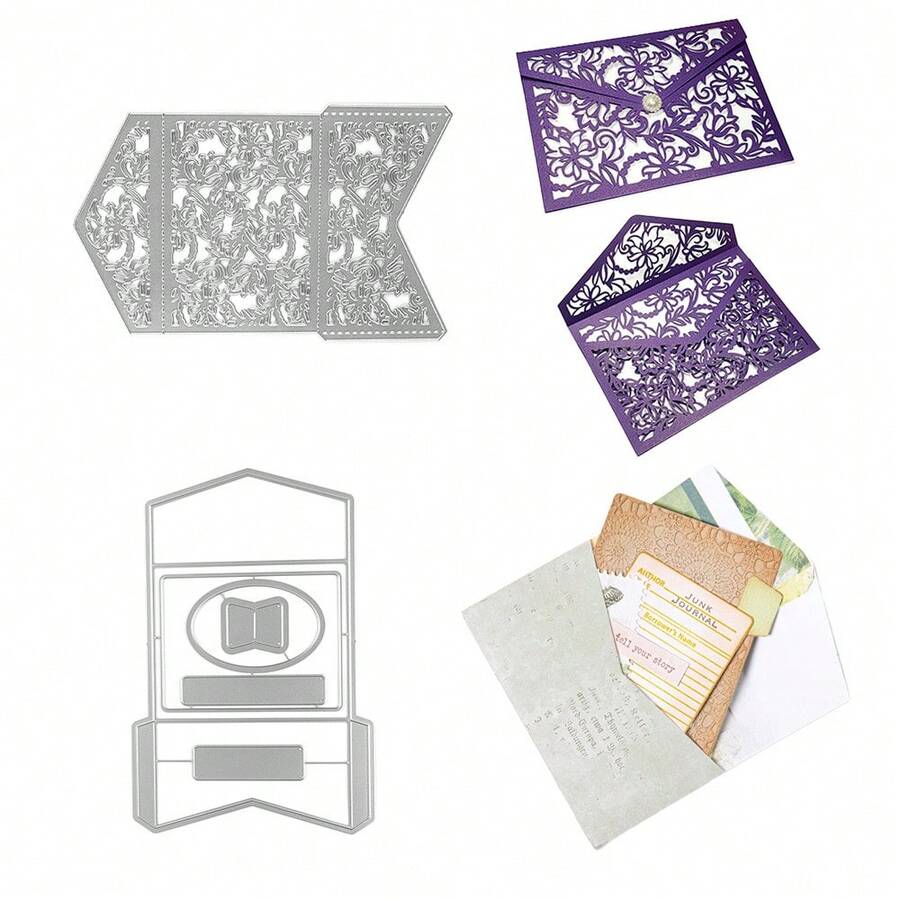 1pc Large Envelope Frames Metal Cutting Dies, Carbon Steel Template For DIY Card Making Scrapbooking Album Paper Die Cutting, Craft Tool For Making Envelopes Cards, Cutting Mold - A - View 1