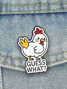 1pc " WHAT?"Cartoon Chick Pattern Brooch, Lapel Pin Badge For Backpack Decor, Apparel Gift, Suitable For Daily & Holiday Wearing - Multicolor - View 5
