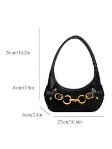 Women's Shoulder Bag Underarm Crescent Moon Phone Bag Fashionable Unique Black - Black - View 11