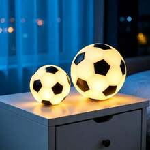 1pc Soccer Ball LED Night Light,Football Shape Warm Table Lamp 14*12.3/8*7.3cm For Kids Bedroom Desk Decor,Creative Sport Theme Birthday Holiday Gift - Yellow - View 8