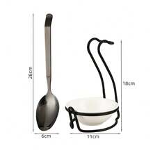 1 Set Metal Solid Color Spoon Rack, Modern Metal And Ceramic Material, Kitchen Utensil Holder, Vertical Spoon Rack With Drip Tray, Countertop Spoon Storage Rack, Suitable For Kitchen Cooking And Restaurant Dining - Multicolor - View 11