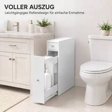 Slim Bathroom Cabinet, Freestanding Bathroom Cupboard With 2 Drawers, White - White - View 6