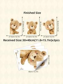 Cute 3 Little Bears Stickers, Nursery, Children's Room, Living Room, Study Wall Decor - Multicolor - View 5