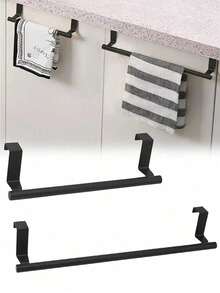 1/2pc 23cm/9.06in Single Bar Towel Rack, Plastic Material, Cabinet Door Mounted, Towel Rack, Towel Hanging Bar, Cabinet Door Back Cloth Rack, Cabinet Door Cloth Rack, Pot Lid Rack, Drill-Free Towel Rack, Kitchen Storage Rack, Kitchen Supplies, Storage Rack, Hanging Rack, Kitchen Utensils, Kitchen Storage Rack, Kitchen Gadgets, Bathroom Decor, Bathroom Accessories, Kitchen Storage, Christmas, Halloween Decor - A - View 3