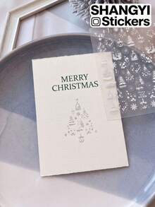 2 Styles Gold Foil Silver White Christmas Tree Snowflake Wreath Pattern Decorative Stickers, Luxury Holiday Style, Self-Adhesive Easy Application, Gift Card And Object Surface Decoration, Holiday Decorative Stickers - Decorative Stickers - View 1