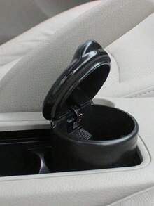 2pcs Car Compartment Design Center Console Ashtray, Solid Color Round Plastic Ashtray, One-Hand Open/Close Trash Can, Portable Home And Car Dual-Use Accessory, Back To School Supplies, Lightweight And Portable - Multicolor - View 2