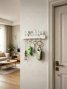 1pc Wall-Mounted Key Holder, Entryway Storage Rack With Hooks, Floating Metal Wall Storage Rack, Suitable For Living Room, Home, Office, Mudroom, Bathroom, Can Hang Car Keys, Handbags, Keychains - Multicolor - View 3