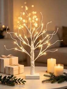 1PC 60CM White Birch Branch LED Tree Light, 24 Super Bright Warm Light, USB + 3 AA Battery Box Dual Power, Desktop Home Holiday Atmosphere Decorative Light (Batteries Not Included) - Warm white light - View 3