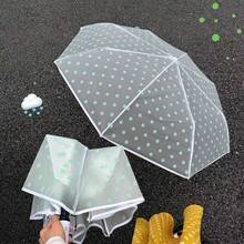 1pc New Transparent Polka Dot Umbrella, Fully Automatic, Fresh Style, Plastic Umbrella With High Aesthetic And Atmospheric Vibe - Multicolor - View 5