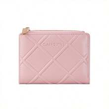 Elegant Rhombus Quilted Small Wallet,Zipper Coin Pocket Letter Print Card Purse - Multicolor - View 18