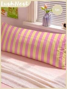 1pc Colorful Stripes Long Pillowcase. Soft Polyester, Fits Bedroom Sofa Pillows. Decorative Cushion Cover, Winter Decor Item. Great Gift For Boys And Girls, All Year Round - Multicolor - View 1