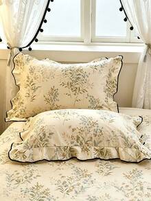 Lace Girl Style Skin-Friendly Soft Comfortable 3 Pieces Duvet Cover Set, Suitable For Bedroom, Guest Room - Pastel Green - View 4