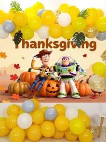 Disney Toy Story Halloween Wall Decor, 4 Autumn Turkey Pumpkin Patterns, Party Photo Backdrop, Festival-Themed Scene Decoration Tapestry - Multicolor - View 2