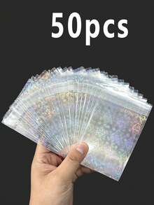 150/50/20/10pcs Anti-Oxidation Jewelry Bags, Disposable OPP Bags, Transparent Jewelry Display Bags, Laser Holographic Jewelry Bags, Suitable For Earrings, Rings And Star Cards - Multicolor - View 15
