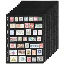 10 fogli di pagine per album di francobolli 7 tasche 7,7 x 1,35 pollici - 10 Fogli Neri[20 Pagine] - Visualizzare 12