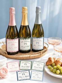 1/2/5pcs Customized Wine Labels, Personalized Sparkling Wine Bottle Stickers, Waterproof Wine Labels, Customizable Name And Message, Birthday Anniversary Gift Wine Labels, Suitable For Italian Sparkling Wine, Bridal Shower Party Favors - Multicolor - View 4