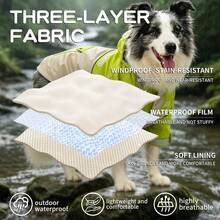 Pet Dog Autumn/Winter Windbreaker Jacket For Large And Medium Long-Haired Dogs, Hooded Windproof Reflective Dog Coat With Leash Attachment, Night Reflective Dog Clothes For Walking, Water-Resistant Dog Raincoat For Outdoor Use - Green - View 5