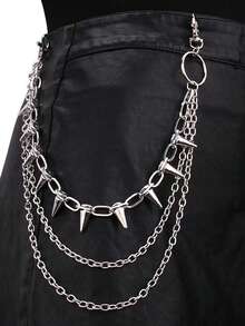 1 Buah Rantai Celana Berduri 3 Lapis, Gaya Grunge, Estetika Subkultur Alternatif, Rantai Pinggang Logam Punk Gothic, Aksesori Jeans Unisex - MultiWarna - View 3