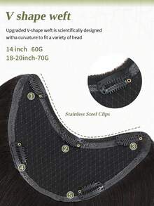 DNE HAIR 1pc New V-Shaped Hair Extension Clip-In Top-V 100% Human Hair NC# Natural Black Straight Hair, Suitable For Women, Easy To Style, Lightweight And Breathable, Invisible, Suitable For All Hair Types, Daily Wear And Fashion Enthusiasts - Natural Black - View 3