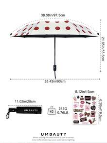 UMBAUTY Umbrella, Red Polka Dot Pattern, Portable Travel, Sun Protection And Rain Umbrella, 8-Rib Reinforced Frame, One-Click Open/Close, Black Coating SPF 30+ Sun Protection, Heat Reduction And Waterproof Fabric, Dual-Use Automatic Umbrella For Sunny And Rainy Days - Multicolor - View 4