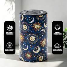 Portable Printed Pattern Storage Set. Plastic Storage Jar + Tin Storage Box. Camping & Outdoor Portable Storage Box. Home Storage Container. Fashion Accessory, Smoker Accessory. Halloween & Christmas Gift. - Multicolor - View 4