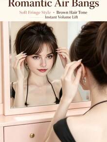 1pc New Style Fake Bangs Hair Piece Top Hair Extension Bangs Wig, Voluminous Lightweight Invisible Hair Patch, Eight-Character Bangs Wig For Women - Multicolor - View 7
