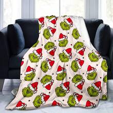 The Grinch 1pc Christmas Character Print Blanket, Soft Flannel Sofa Bedroom Holiday Decor Throw - Multi-color - View 5
