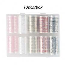 10-Piece Gothic Nail Art Transfer Foil Set – Multi-Colored Designs Featuring Handwritten English Text, Skulls, And Butterflies; Y2K Punk Style DIY Nail Decorations And Salon Supplies - Multicolor - View 13