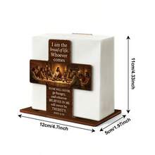 The Last Supper Cross Wooden Napkin Holder, "I Am The Bread Of Life" Scripture Design Napkin Holder, Christian Religious Table Napkin Holder, Kitchen Table Napkin Organizer - Multicolor - View 2