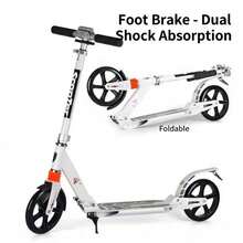 Folding Scooter For Adults / Double Shock Absorber, Disc Brake / Load Capacity 100 Kg (Black And White, Random Color) - Multicolor - View 2