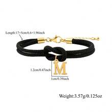 1pc A-Z Initial Letter Heart Adjustable Rope Bracelet Women - Style 34 - View 2