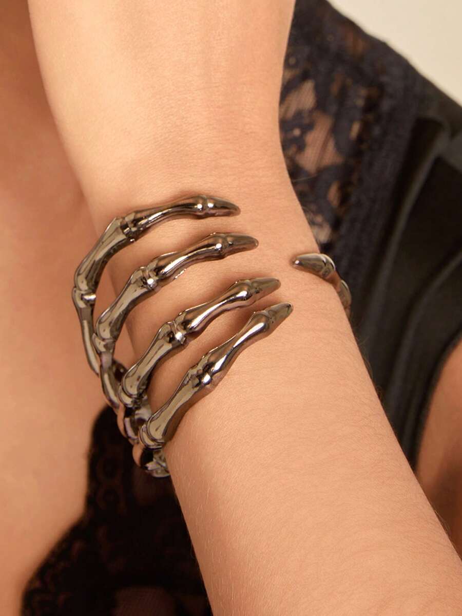 Altistry 1pc Gothic Punk Ghost Claw Metal Personalized Bracelet, Suitable For Holiday Theme Parties, Galas, Bars, Street Hip-Hop - Ghost Claw - View 1