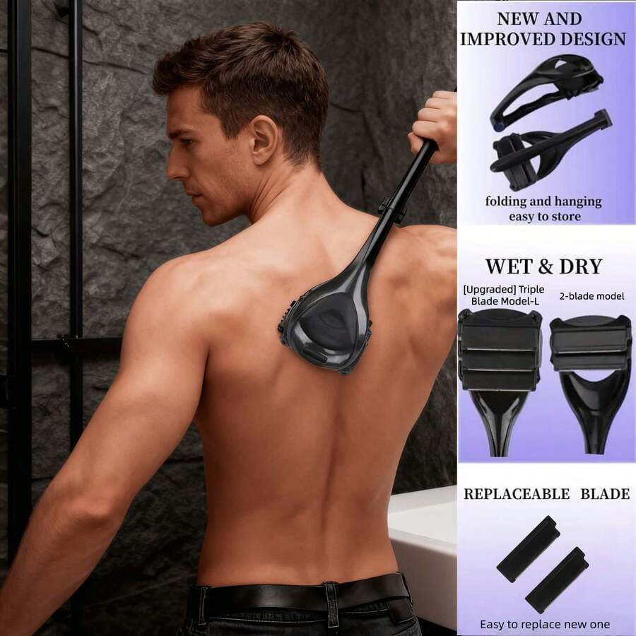 Men's Back Hair Trimmer, Replacement Blades For Bakblade 2.0, 3.0 And 2.0 Elite Plus Shavers, Includes Replacement Blades Designed For Wet Shaving