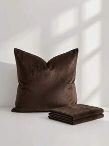Veyra Day 1pc Velvet Decorative Sofa Pillow Cover, Soft Square Cushion Case Suitable For Sofa, Bed, Car, Coffee Color - Coffee Brown - View 8