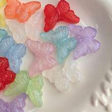 30pcs/Bag Mixed Color Butterfly Acrylic Beads Loose Beads For DIY Handmade Bracelet Necklace Phone Chain Decorative Handicrafts Jewelry Making Supplies - Multicolor - View 3
