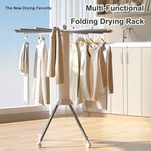 360° Rotatable Folding Clothes Drying Rack, Octopus Floor Standing Laundry Hanger, Space Saving Multifunctional Clothes Airer, Portable Windproof Garment Drying Stand For Balcony Bedroom Indoor Home Laundry Use - View 2
