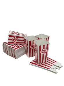 100/48/24/12 Pcs Multi‑Size Red Striped Paper Popcorn Boxes, Popcorn Holders For Party, Birthday Party Favor Decor Supplies - Red - View 5