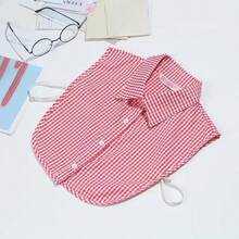 2 buah Kerah Kemeja Setengah Lepas Pasang untuk Wanita, Motif Kotak-kotak, Cocok untuk Gaun, Kemeja, dan Sweater - MultiWarna - View 9