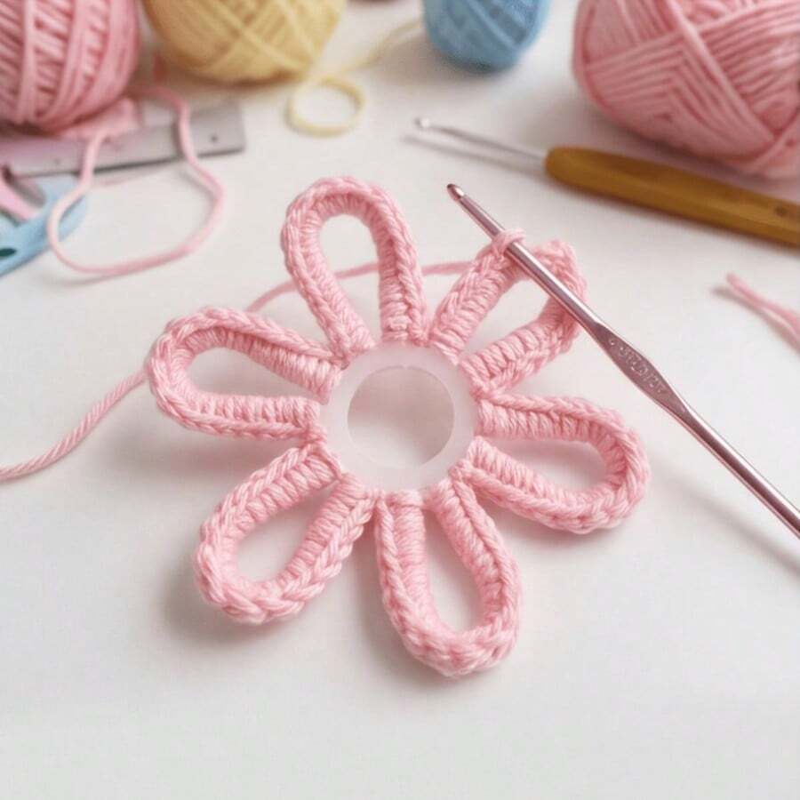 Woven Plastic Templates, Hexagonal Flower Shapes In Various Sizes, Suitable For Clothing, Bags, Cushions And Other Handmade Crafts - Multicolor - View 1